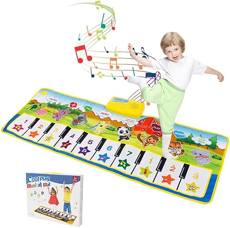 Amazon 音楽マット プレイマット ピアノマット 10鍵盤 録音再生機能 10曲デモ ８種類楽器効果音 デモモード 触感ゲーム 知育玩具 ピアノ おもちゃ 鍵盤 マット スピーカー搭載 ミュージックマット ピアノ 鍵盤楽器 おもちゃ