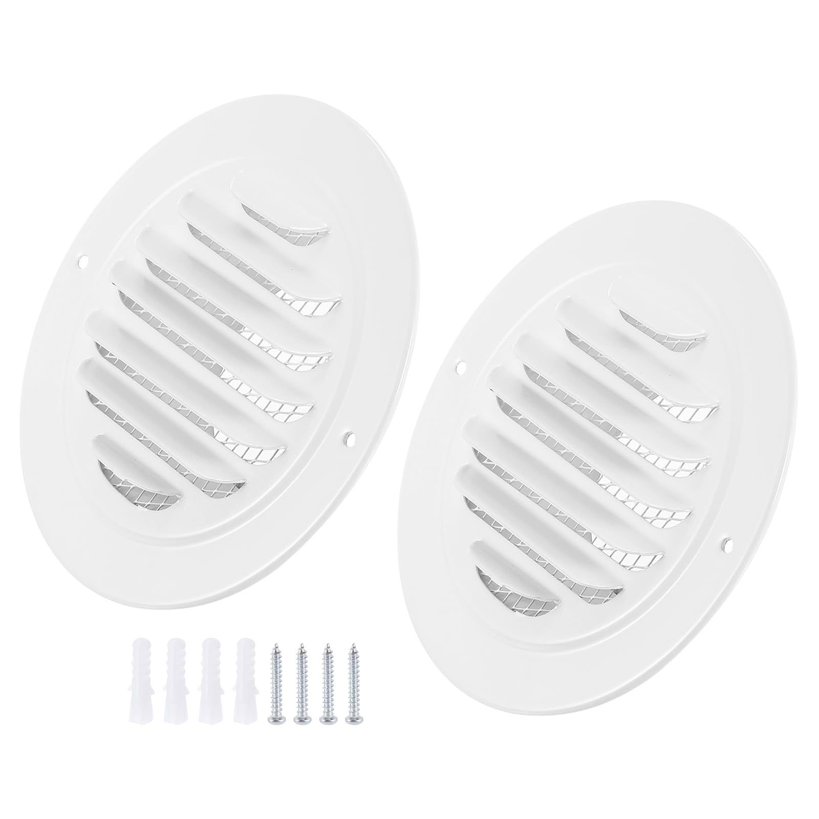 PATIKIL 3" Round Air Vent Cover, 2pcs 304 Stainless Steel Louvered Wall Inlet Outlet Grill Screen Mesh Ducting Soffit Vent with Screws for Ventilation, White