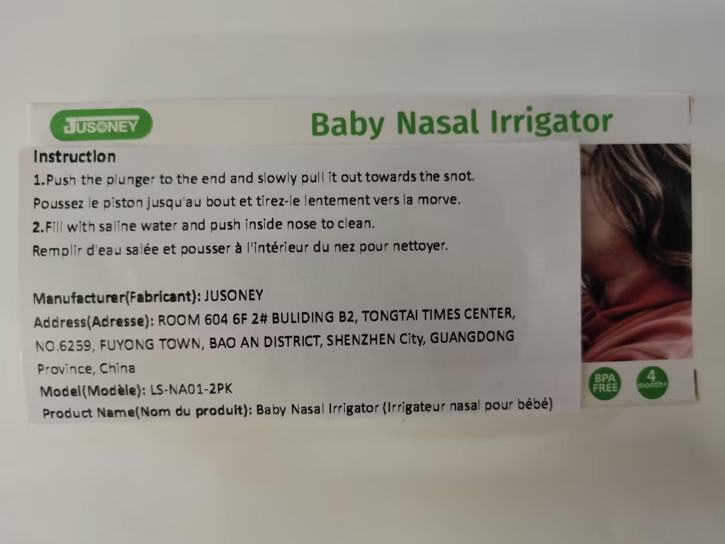 JUSONEY Baby Nose Syringe - Professional Fly Baby Irrigator with Clean and Reusable Silicone Nose Tips (2 Pieces)