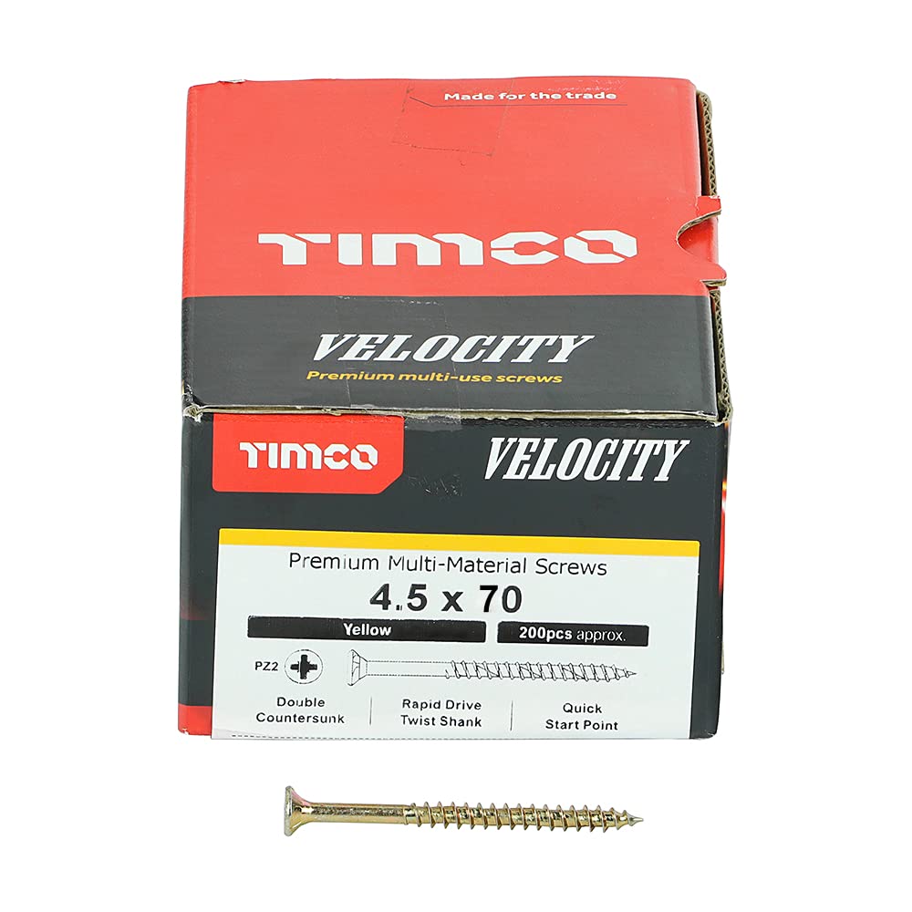 TIMCO Velocity Premium Multi-Use Countersunk Gold Woodscrews - 4.5 x 70 - Box of 200