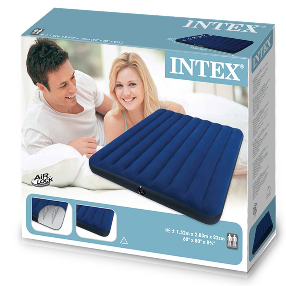 Intex Classic Downy Airbed Queen Amazon In Sports Fitness Outdoors Intex Queen Air Mattress Classic Downy