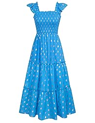 A-Line Ruffle Tiered Sundresses for Women Smocked