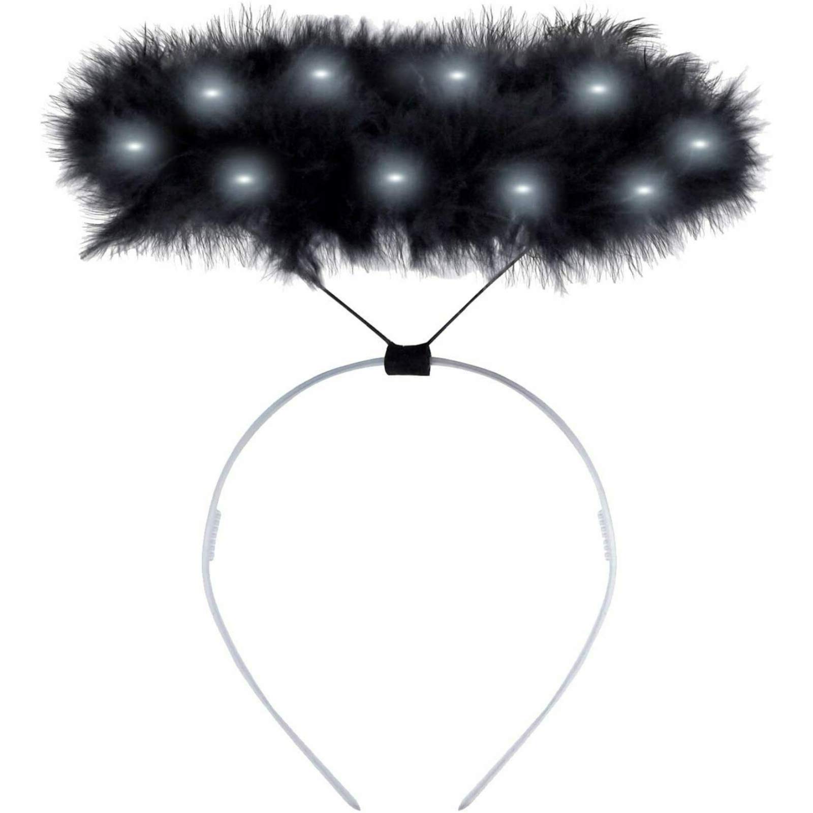 Be-Creative LED Fluffy Halo Angel Head Band Halloween Hen Night Angel Xmas Fancy Dress Party - ( Black )