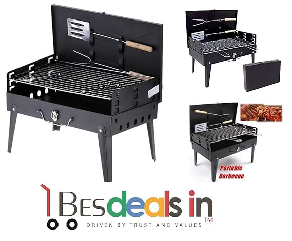 Style Eva Folding Picnic Camping Charcoal BBQ Grill Adjustable Height Portable Garden Barbecue Grill Broiler Outdoor Cooking Tool