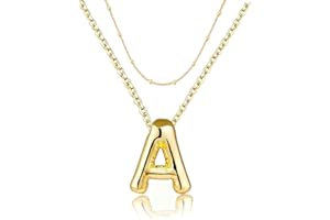 PANSHI Gold Initial Necklaces Gifts for Women Girlfriend Teens Gifts Trendy Stuff Layered Bubble Letter Necklace Gold Jewelry Birthday Gifts Teens Women