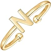 PAVOI 14K Gold Plated Initial Letter Adjustable Ring for Women - Thin Initial Band - Dainty Fashion Jewelry Gifts