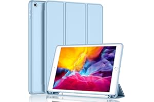 iMieet iPad 9.7 Case (2018/2017 Model, 6th/5th Generation), Smart Cover with Pencil Holder and Soft Baby Skin Silicone Back and Full Body Protection, Auto Wake/Sleep Cover (Sky Blue)