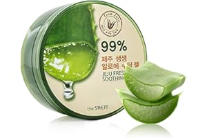THESAEM Jeju Fresh Aloe Soothing Gel 10.1 fl. oz. - 99% Pure Aloe Vera Leaf Juice from Jeju Island - Multi-Purpose Moisturizing Gel for Face, Body & Hair - Cooling Relief for Irritation & Dry Skin