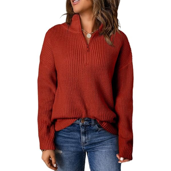 MEROKEETY Women's 2025 Long Sleeve Chunky Knit Sweaters 1/4