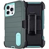 Yowtrey for iPhone 16 Pro Max Phone Case with Belt Clip Holster,3 Layers of Sturdy,Military Grade ShockProof ProMax Protective Cases Heavy Duty Phone Cases iPhone 16 Pro Max Case 6.9 Inch (Dark Green)