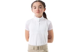 Equinavia Charlotte Kids Equestrian Show Shirt - Short Sleeved Performance Shirt with Cooling Mesh Panels