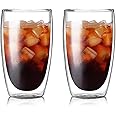SCJHMY 15oz Double Wall Glass Coffee Mugs, Insulated Latte Cups Set of 2, for Coffee, Espresso, Tea, Milk, Clear Cappuccino Cups Set Glassware Gift for Christmas Birthday