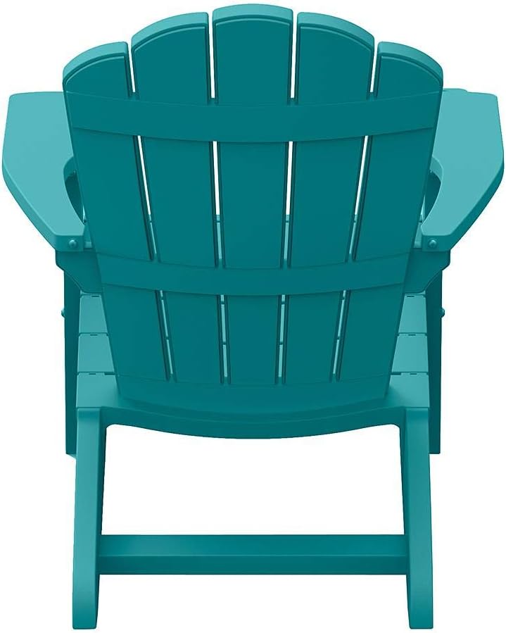 Outdoor Patio Garden Deck Furniture Resin Adirondack Chair with Built-in Cup Holder (Teal): Kitchen & Dining