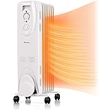 COSTWAY Oil Filled Radiator Heater, 1500W Portable Space Heater with 3 Heating Modes & Adjustable Thermostat, Tip-Over & Over