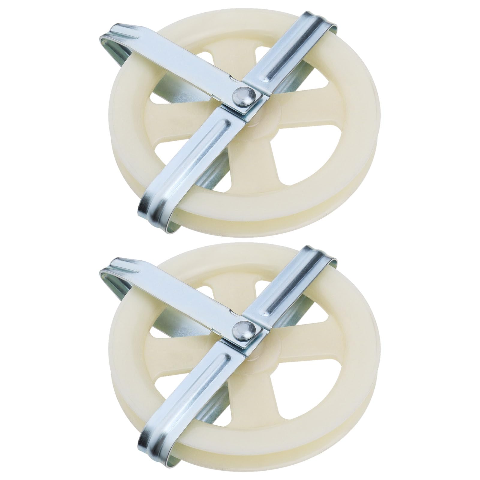 The Lord of the Tools 2pcs 5 Inch Clothesline Pulley Nylon Rope Pulley Cable Puller Compatible with Outdoor Drying Clothing Fits Rope Up to 3/8-in White
