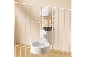 YLYGJGL Pet Dog Cat Hanging Automatic Feeders Drinking Bowls, Auto Gravity Pet Feeder Water Set, Cage Pet Feeding Bowls Dispenser for Cats Dogs Puppy, Rabbit Hamsters Chinchilla Hedgehog (White-Water)