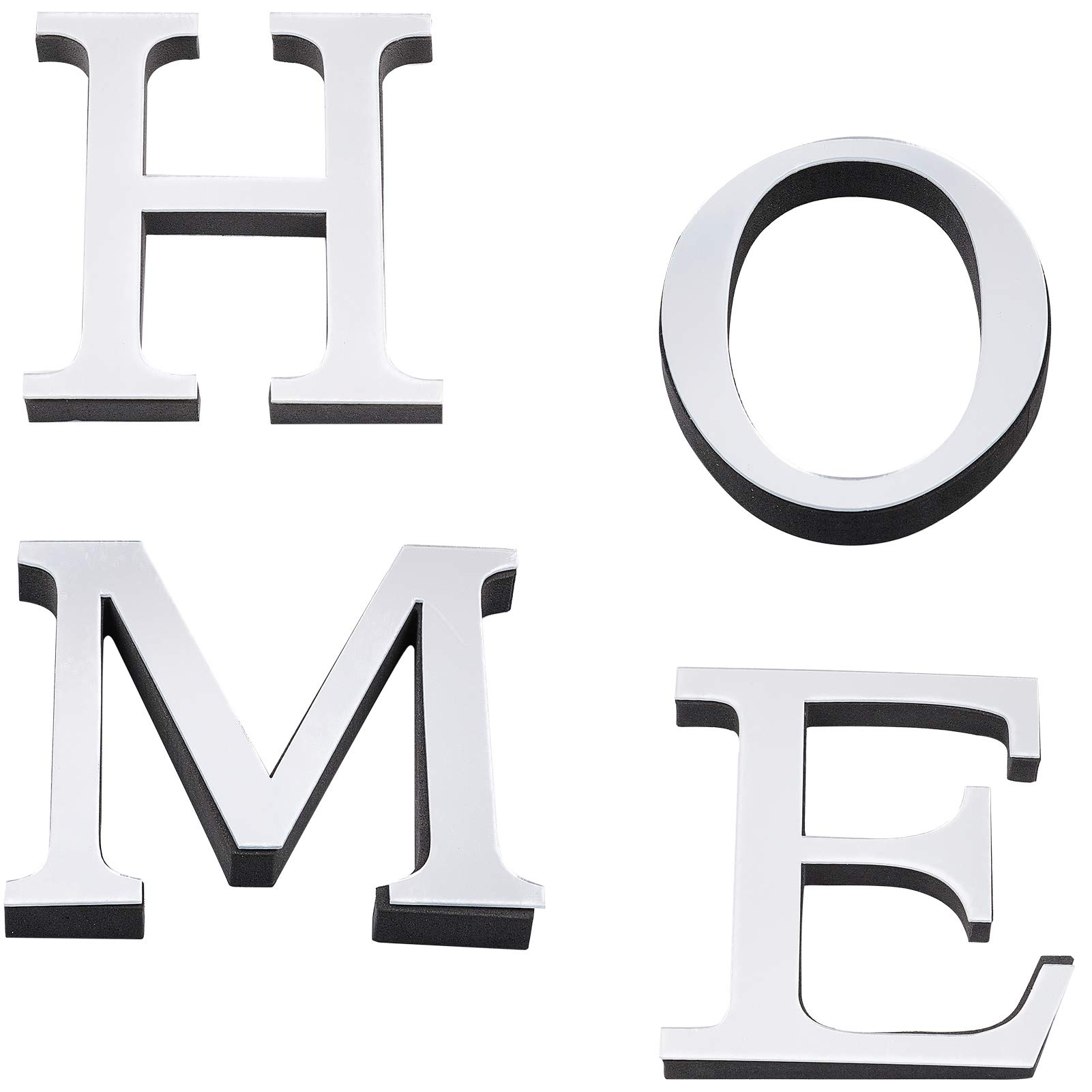 CREATCABIN Mirror Wall Stickers Home Sign Letters Acrylic Decorative for Living Room Bedroom Wall Decoration (Silver)