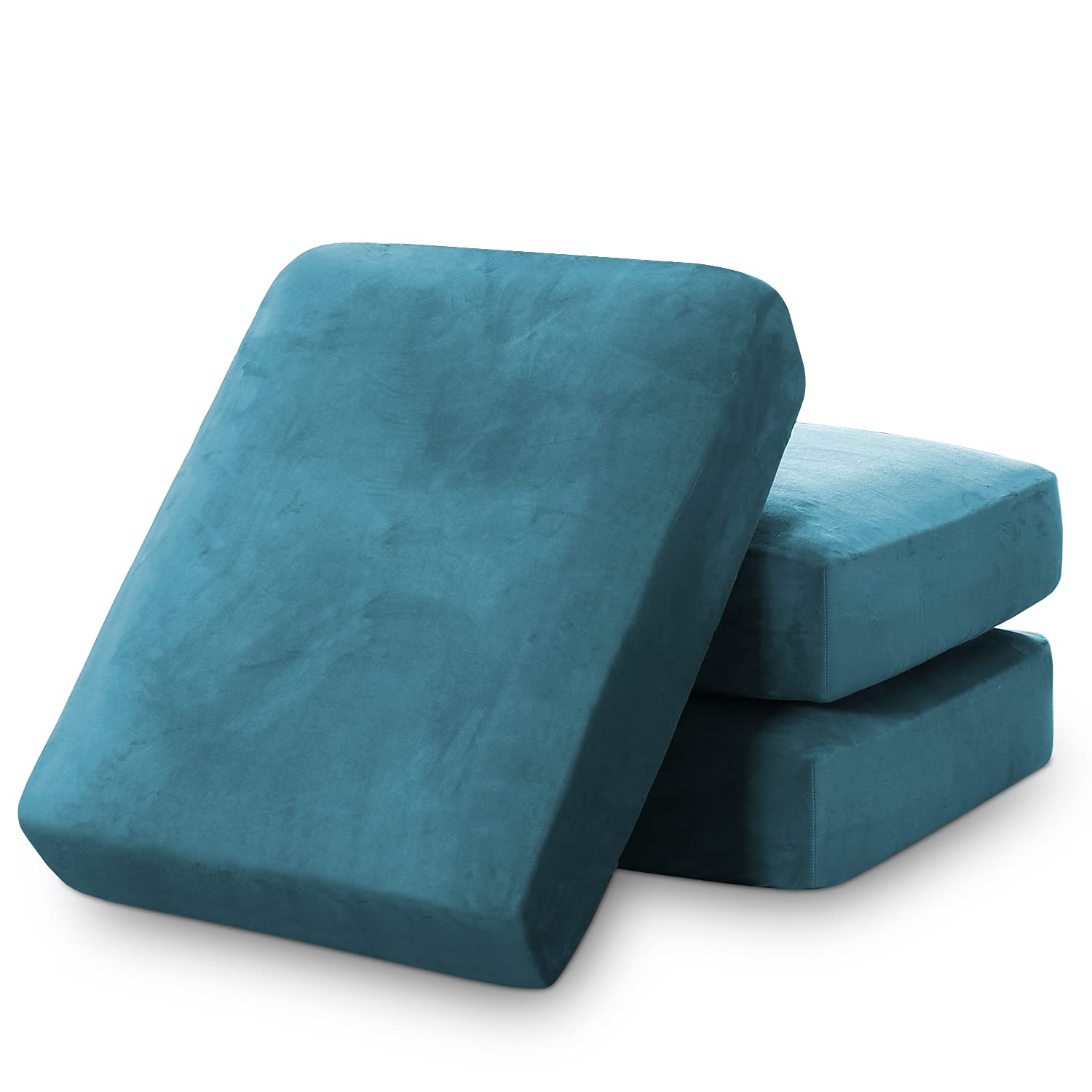 PrinceDeco Couch Cushion Covers, Stretch Washable Sofa Cushion Cover, Fitted Sofa Slipcover Velvet Fabric Non-Slip Furniture Protector for Dog,Pets, Kid (Each Width Up to 29.5