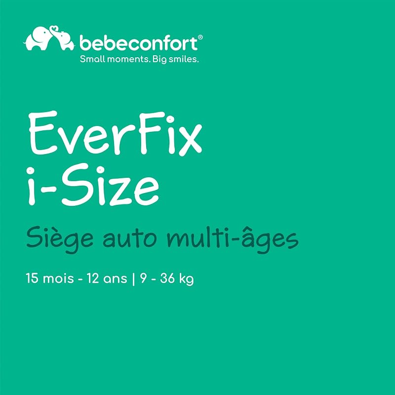 EverFix i-Size Siège auto, Siège auto face à la route, Siège auto ISOFIX, de 15 mois jusqu'à 12 ans, 9-36 kg, 76-150 cm, Tinted Black