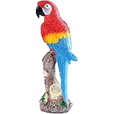 Brizoria Vivid Standing Parrot Resin Statue - Lifelike Bird Animal Sculpture for Garden Courtyard Decor & Indoor Desktop Office Table Ornament