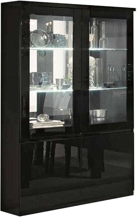 Rivazura Modern Livingroom Dining Room Black Lacquer Display Cabinet Amazon Co Uk Kitchen Home