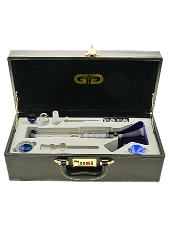 Grace Glass Kegel Eisbong fürs Dabbing mit Spiralpercolator - Mega Zubehör-Paket mit Köpfchen und Grinder, im edlen Transport