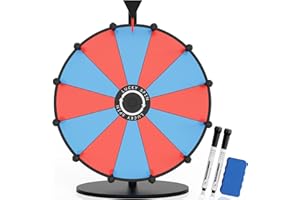 EBLIKI 12" Prize Wheel Heavy Duty, Dual Use Spinning Wheel Tabletop, 12 Slots Color Spinner Wheel, Editable Raffle Wheel with Dry Erase Markers & Eraser for Fortune Carnival Games