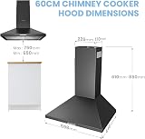 COMFEE' 60 cm Chimney Cooker Hood PYRA17B-60 with LED 3 speeds Duct/Recirc view 4