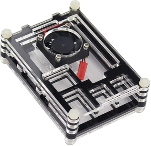 ZTH 9 Capas Caja de acrílico Caja de Carcasa con Ventilador de refrigeración for Raspberry pi 3 (Negro) (Color : Black)