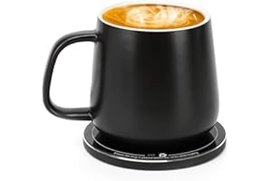 APEKX Warm Cup Coffee Mug Warmer Set - Smart Stable Constant Temperature 131°F, 15W Wireless Charging, 12.8 oz Capacity - Supports USB-C Interface, Automatic Power On/Off Function (4 H). (Black)