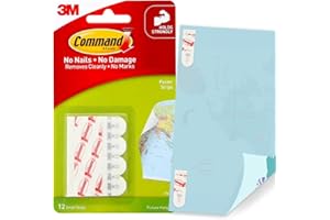 Command Poster Strips, Removable, Holds Up to 1 Lb Per Pair, 0.63 X 1.75, White, 12/Pack