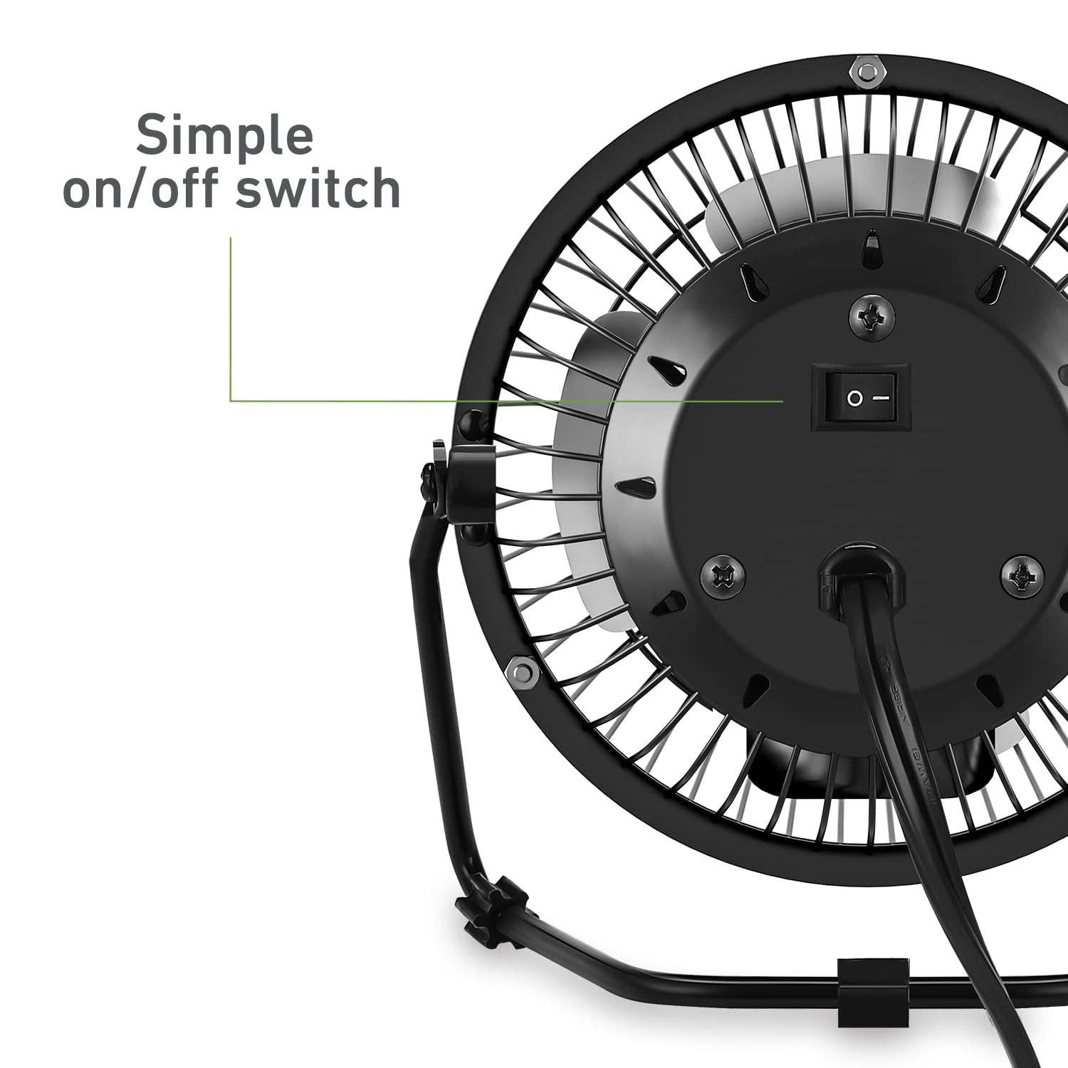 HOLMES 4" Mini High-Velocity Personal Desk Fan, 4 Blades, Adjustable 360° Head Tilt, Durable Metal Construction, Single Speed, Ideal for Home, Dorm Rooms, Bedrooms, or Offices, Black