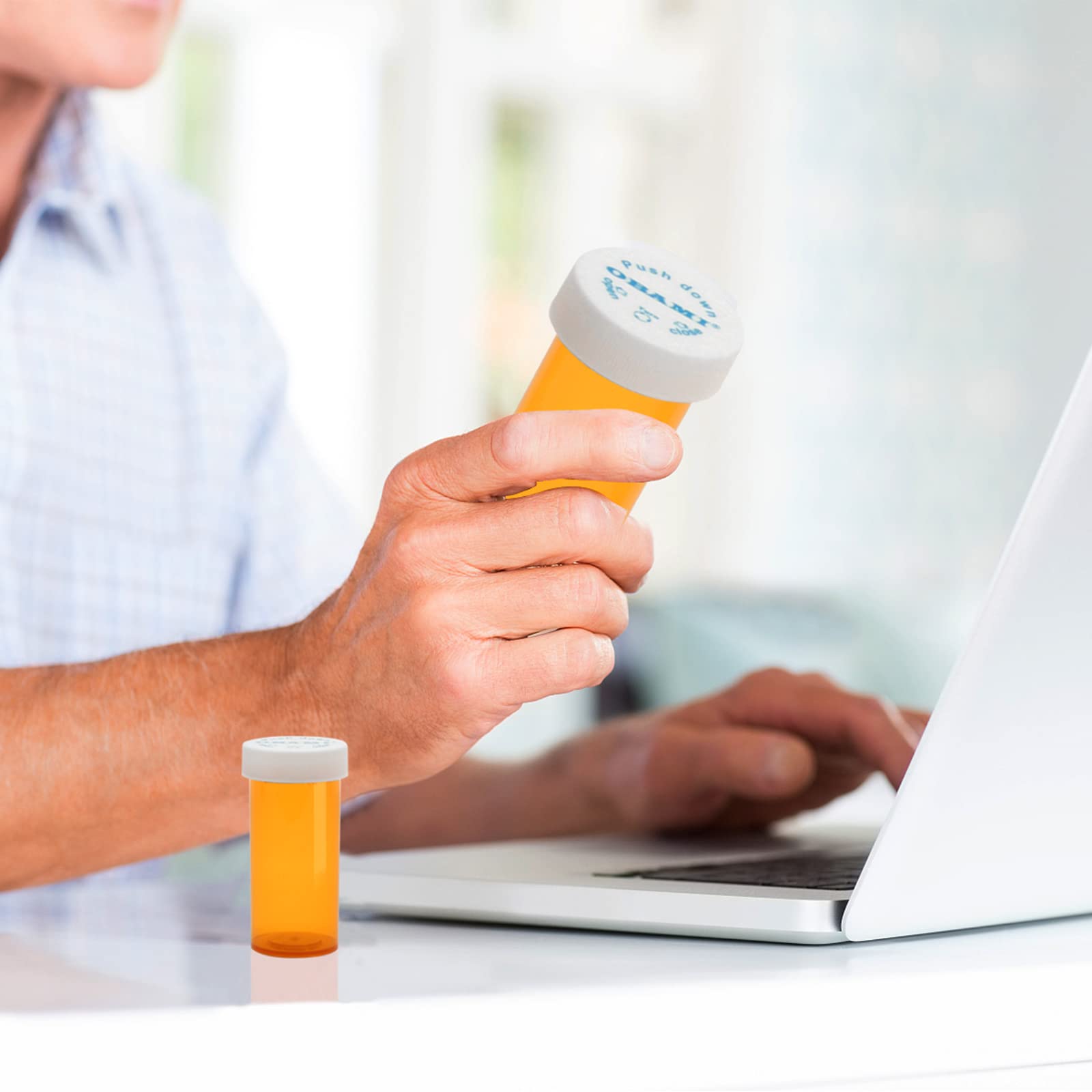 Plastic Medicine Pill Bottles with Child Resistant Caps - Push Down and Turn - Prescription Vial, Medicine Container, Pill Cases Dispenser Organizers (12pcs, 6 Dram)