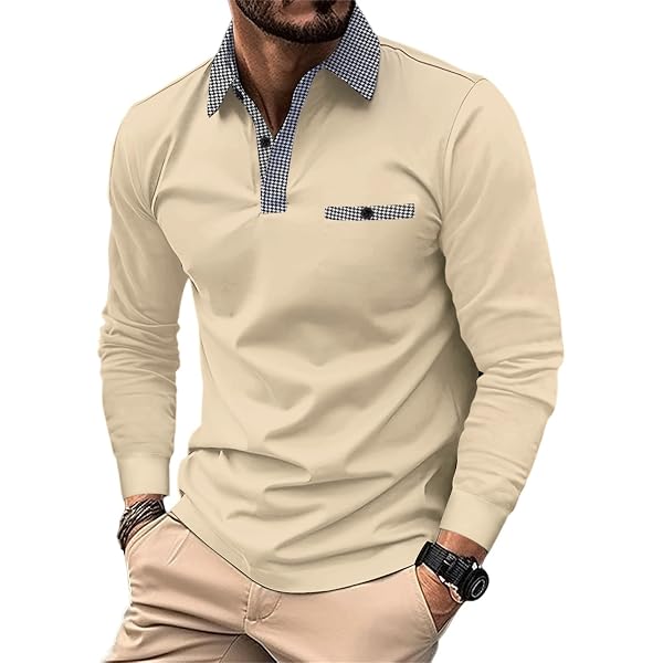 Mens Long Sleeve Tee Shirts Business Casual Polo Thin Breathable
