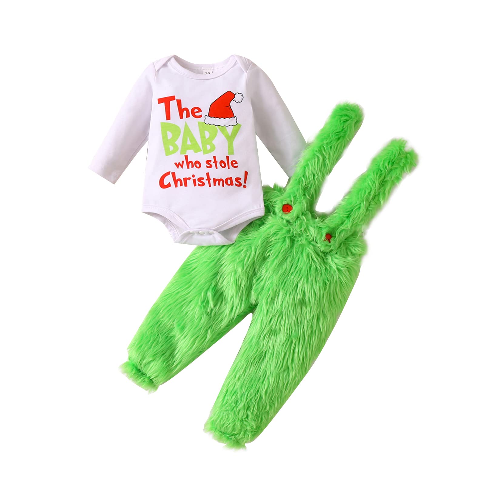 Photo 1 of ***MISSING PIECES***SIMILAR***vchoohce Baby Christmas Cosplay Costumes The Baby Who Stole Christams Outfit Romper Onesie Furry Suspender Skirt/Pants Set (Pants Set,6-12 Months)