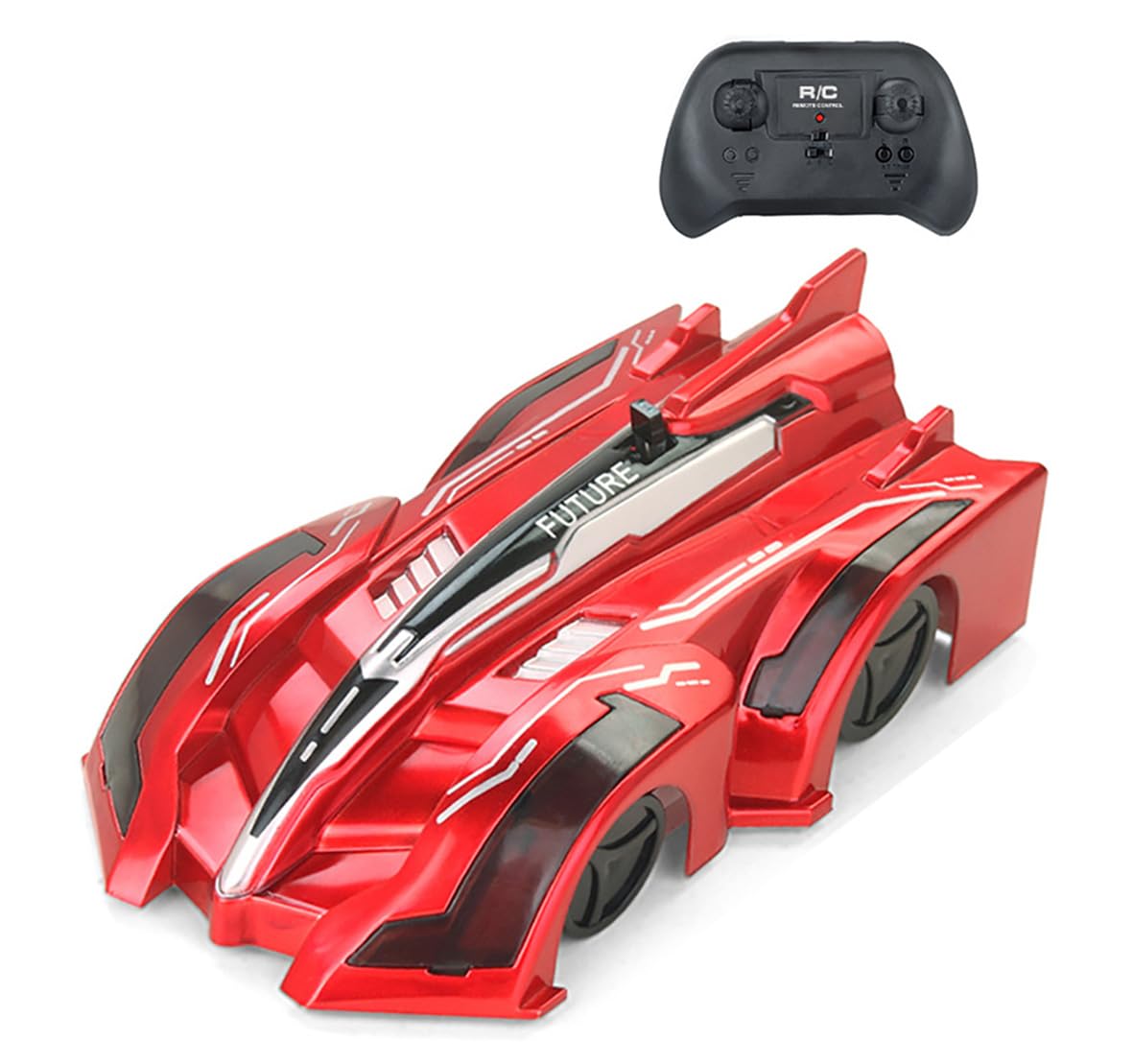 Yangers Radio Remote Controlled Wall Climbing Car, 4 Channel Defy Zero Anti Gravity Goes Up Racing Climb Riding on Walls with LED Lights, USB Rechargeable Electric Race Toy for Kids Boy Girls (Red)
