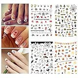 Halloween Nail Stickers 3D Nail Tattoo Art Decals Decoration - 4 Sheets