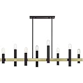 Livex Lighting, 46868-07, Helsinki Collection, 8 Light Bronze Extra Large Linear Chandelier with Antique Brass Accents