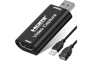 AMZHRLY 1080P Video Capture Card HDMI to USB Capture Video and Audio Recording via OBS Connect DSLR Camcorder for Game Live, 