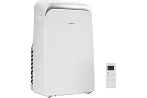 Amazon Basics 4-In-1 Portable Air Conditioner, 13500 BTU (ASHRAE), Cools Up to 550 Sqf, Portable AC with Cool/Heat/Dry (Dehumidifier)/Fan-Only Functions, Auto Mode, Sleep Mode, Timer, White