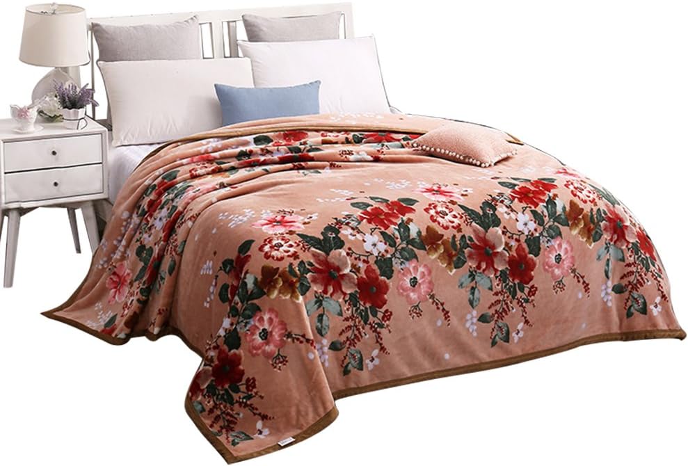 MYLUNE HOME Faux Fur Mink Fleece Blanket Throws with Flower Pattern on Chair Sofa and Bed Full/Queen/King Size