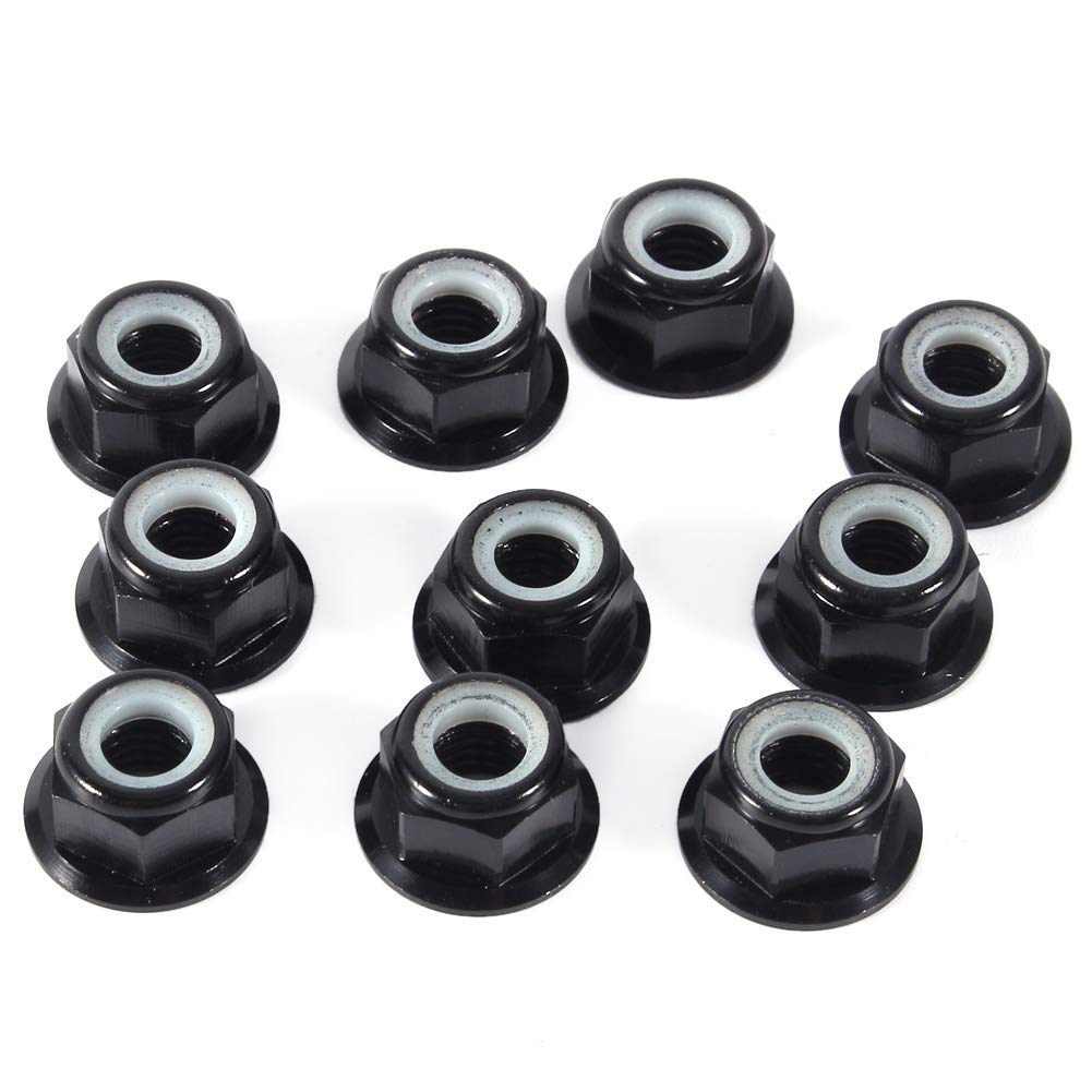 10Pcs M5 Hex Lock Nut Set,Aluminum Alloy Nylon Self-Lock Nut Assortment Kit,Anodize Flange Locknuts Hex Lock