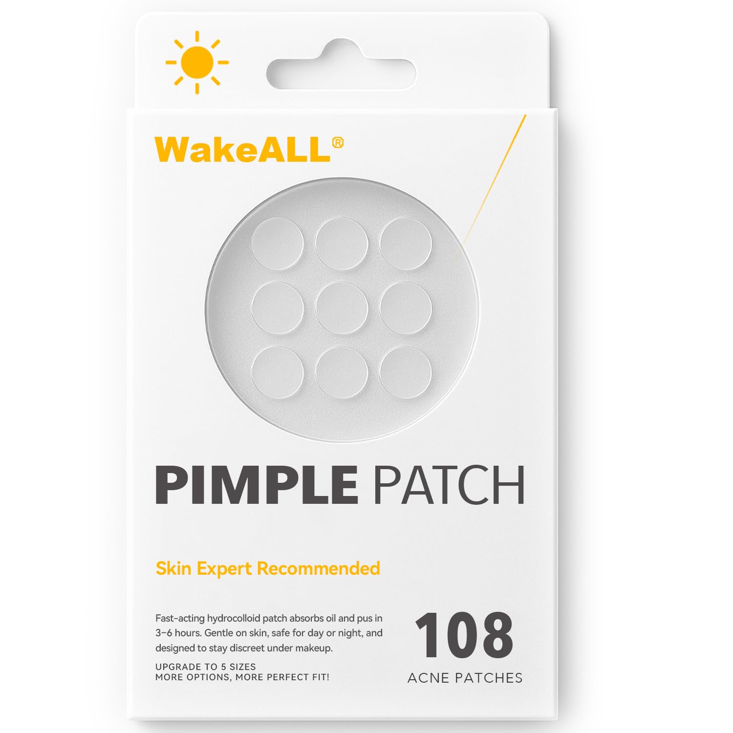 Photo 1 of Pimple Patches for Face—Hydrocolloid Acne Patches, 5 Sizes (8/10/12/14/16 mm), 108 ct.—Tea Tree, Salicylic Acid & Centella—Invisible Waterproof Spot Dots, Absorb Fluid & Shrinking Zits and Whiteheads