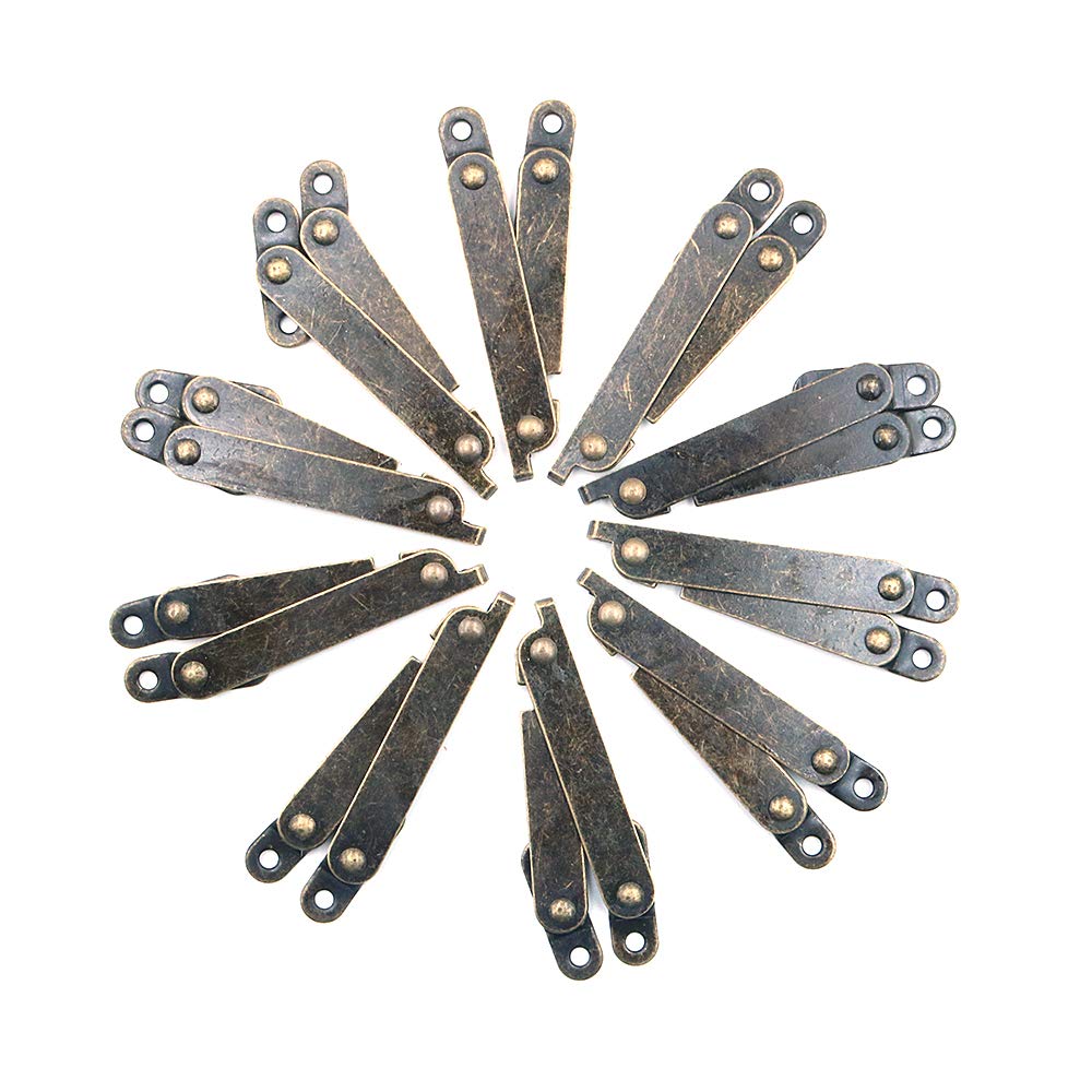 Namvo 10Pcs Antique Bronze Lid Support Hinges Stay for Box Display Furniture Accessories Cabinet Door Kitchen Cupboard Hinges 68x11mm