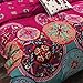 Vaulia Soft Lightweight Microfiber Duvet Cover Set, Bohemia Exotic Patterns Design, Bright Pink - Twin Size