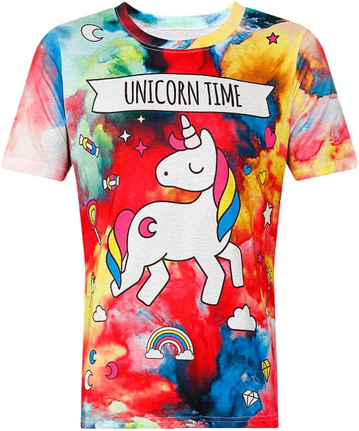 QYS Women's Korean Summer Girl Print Casual T-Shirt Short Sleeve Fashion Blouse