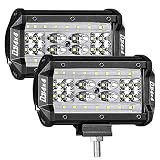 LED Pods, DJI 4X4 2Pcs 5'' 168W QUAD Row LED Light Bar OSRAM Spot Flood Combo Beam Off road LED Cubes Work Light Driving Fog Lamps for Trucks Jeep ATV UTV SUV Boat Marine, 2 Years Warranty