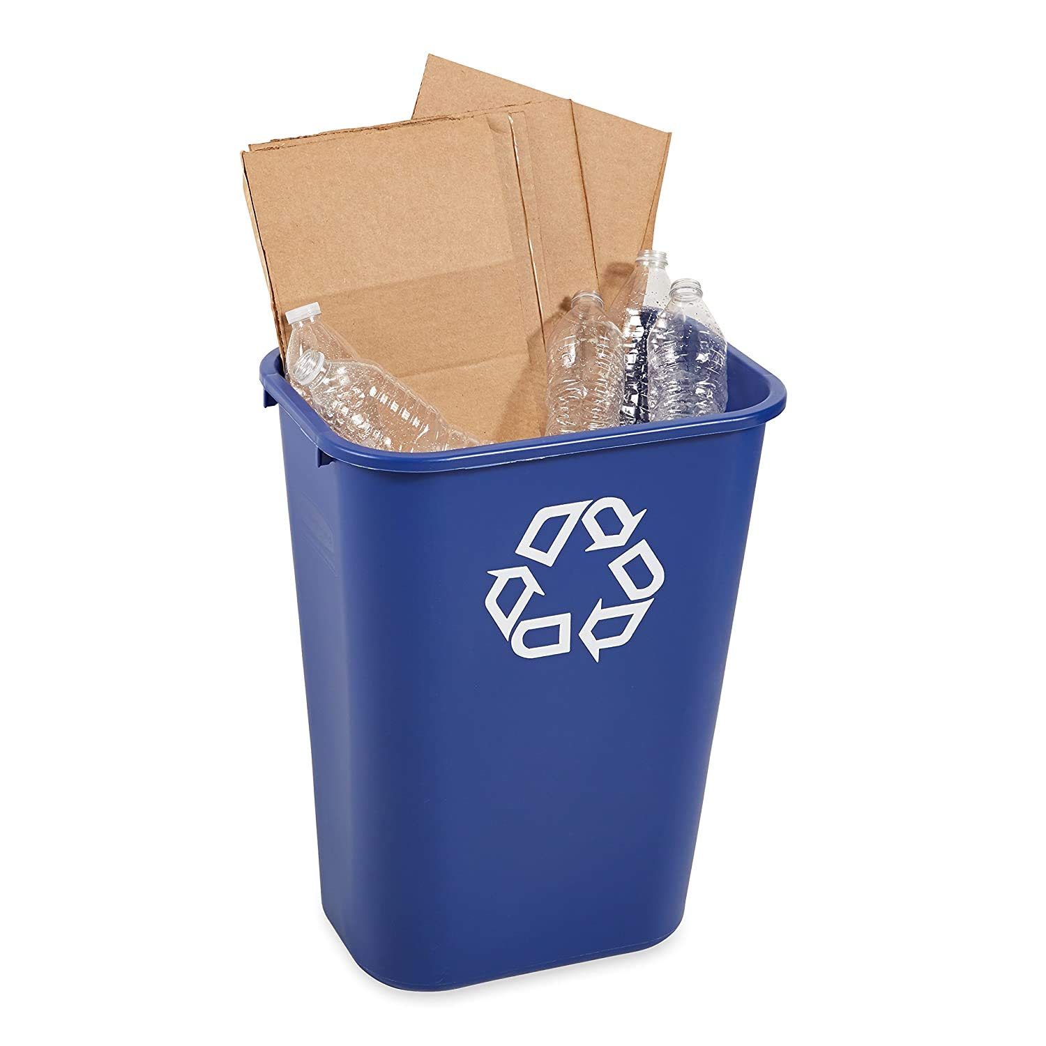 Rubbermaid Commercial Products Deskside Office Bedroom Wastebasket Trash Can Recycle, 10 Gallon, Blue, 4-Pack: Industrial & Scientific