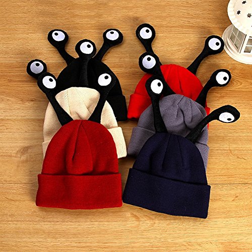Crazy Cart Insect Hat Two Antennae Cartoon Cap Knit Hat Black for Ages 1-7 Kid - Thumbnail 2