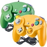 Reiso Gamecube Controller, 2 Pack NGC Classic Wired Controller for Wii Game cube Console (Orange and Green)